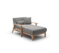 CAVADORE Longchair Billan/Recamiere autoportante Design scandinave avec lit et Structure en Bois Massif en hêtre / 109x88x185 / Microfibre Gris