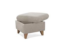 Cavadore Lotta Pouf Carré avec Espace de Rangement, Siège d’Appoint, Repose-Pieds, Style Scandinave, 58 x 47 x 58 cm, Tissu Paris, Crème