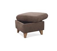 Cavadore Lotta Pouf Carré avec Espace de Rangement, Siège d’Appoint, Repose-Pieds, Style Scandinave, 58 x 47 x 58 cm, Tissu Tissé Paris, Taupe