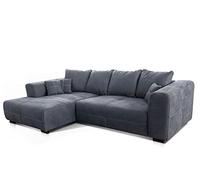 Cavadore Mavericco Canapé d'angle XXL en Microfibre, avec Coussin, Chaise Longue à Gauche, Style Industriel, 285 x 69 x 170 cm (l x H x P), en Microfibre, Gris