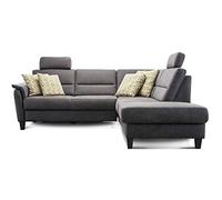 CAVADORE Palera Canapé d'angle avec Noyau à Ressorts en Forme de L pour canapé Droit / 236 x 89 x 212 / Imitation Cuir de Buffle Gris foncé