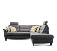 CAVADORE Palera Canapé-lit, à Ressorts, en Forme de L, avec Fonction lit, 236 x 89 x 212 cm, Aspect Cuir de Buffle, Gris foncé