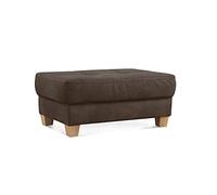 CAVADORE Pouf Puccino avec Pieds en Bois Style Maison de Campagne/Tabouret d'appoint pour canapé puccino Aspect Cuir / 99 x 45 x 65 cm/Microfibre Marron foncé
