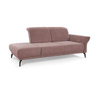 CAVADORE Recamiere Cooper Chaise Longue aérée avec accoudoir Droit, Pieds en métal Noir et Housse Fine en Velours côtelé Rose 211 x 88 x 123 cm