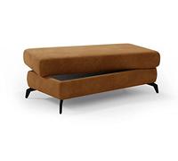 CAVADORE Tabouret de Rangement rembourré avec Compartiment de Rangement, Housse en Velours côtelé et Pieds en métal Noir Mat 121 x 45 x 67 cm