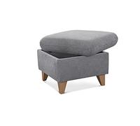 CAVADORE Tabouret de Rangement scandinave Lotta en Tissu tissé Gris Clair 58 x 47 x 58 cm