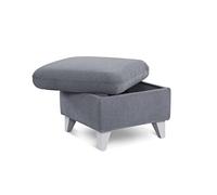 CAVADORE Tabouret de Rangement Tendance/Tabouret scandinave avec Pieds en Bois Blanc / 249 x 86 x 162 cm/Chenille Bleu Clair