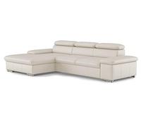 CAVADORE Valerie Canapé-lit en Cuir véritable avec Chaise Longue XL/Canapé d'angle avec Fonction lit, tête de lit réglable + Grande Chaise Longue / 286 x 73 x 174 / Cuir Blanc