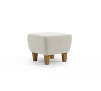 CAVADORE Vida Tabouret rembourré avec Pieds en Bois de chêne Massif 52 x 46 x 52 cm en Microfibre Blanc Naturel