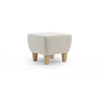 CAVADORE Vida Tabouret rembourré avec Pieds en Bois de hêtre Massif 52 x 46 x 52 cm en Microfibre Blanc Naturel