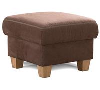 Cavadore Wisconsin Pouf/Repose-Pieds avec Espace De Rangement, Style Rustique, Pieds en Bois De Hêtre, Microfibre D’Aspect Cuir, Dimensions 58 x 45 x 58 cm (l x H x P) ; Couleur : Marron