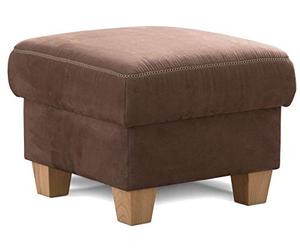 Cavadore Wisconsin Pouf/Repose-Pieds avec Espace De Rangement, Style Rustique, Pieds en Bois De Hêtre, Microfibre D’Aspect Cuir, Dimensions 58 x 45 x 58 cm (l x H x P) ; Couleur : Marron