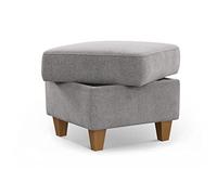 CAVADORE Wyk Tabouret de Rangement en Tissu Chenille Gris Clair 58 x 48 x 58 cm