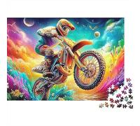 Cavalier crâne 1000 Piece Recycled Cardboard DIY Motocross Arc-en-Ciel Art Jigsaw Puzzle Adults Kids Holiday Activity Family Fun Gift Cognitive Development for Kids 70x50cm/1000pcs
