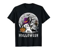 Cavalier Dabbing Sorcière Citrouille Drôle Chien Costume T-Shirt Graphique avec Valeur