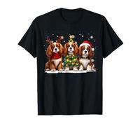 Cavalier de Noël rétro King Charles Spaniel Père Noël Renne T-Shirt