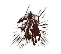 cavalier dynamique chevalier médiéval chargeant avec une épée Stickers muraux 42x46.8cm Culture du tatouage Café