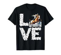 Cavalier équestre Love Leopard English Horse Saut d'obstacles T-Shirt