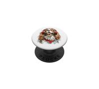 Cavalier King Charles avec écouteurs pour écouter de la Musique PopSockets PopGrip Adhésif