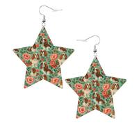 Cavalier King Charles Et Fleurs Épanouies Boucles D'Oreilles En Cuir Double Face Pendantes En Cuir Légères Pendantes Pour Décorations Quotidien