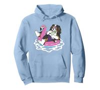 Cavalier King Charles Flotteur de Piscine Flamant Rose Fête d'été Sweat à Capuche