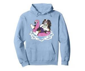 Cavalier King Charles Flotteur de Piscine Flamant Rose Fête d'été Sweat à Capuche