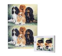 Cavalier King Charles Noir et doré, Puzzle de 1000 pièces pour Adultes, Jeu de Puzzle Stimulant