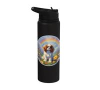 Cavalier King Charles Rainbow Bridge commémoratif coloré pour chien Stainless Steel Insulated Water Bottle