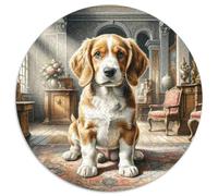 Cavalier King Charles Spaniel 1000 Pièces Puzzle Circulaire Chien de Compagnie Puzzle Adulte pour Enfants Jeux De Défi Uniques Jeu D'Intelligence Décoration pour Enfants Cadeau 1000pcs (67.5x67.5cm)
