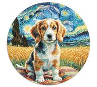 Cavalier King Charles Spaniel 1000 Pièces Puzzle Circulaire Chien de Compagnie Puzzles Classiques Jeu Cadeau Unique Jeu D'Intelligence Cadeaux 1000pcs (67.5x67.5cm)