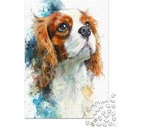 Cavalier King Charles Spaniel Art Print Plaque Murale en Métal 38x26cm/1000pcs pour Le Salon Ou L’entrée, Cadeau De Noël pour Les Amateurs De Déco Murale Métal