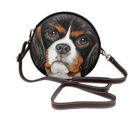 Cavalier King Charles Spaniel, chien à offrir,Sac bandoulière rond en cuir PU - Sac à main rond pour femme