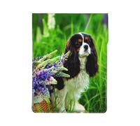 Cavalier King Charles Spaniel Chien Fleurs de Lupin,Housse en Cuir synthétique pour Ordinateur Portable, Sacoche pour Ordinateur Portable, Sacoche pour Tablette