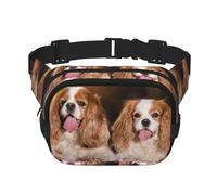 Cavalier King Charles Spaniel Chiens Blanc Brun,Sac Banane carré Double Couche, Sac de Poitrine