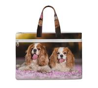 Cavalier King Charles Spaniel Chiens Blancs Bruns,Sac à documents en toile avec fermeture éclair, sac fourre-tout, porte-documents pour l'école et le bureau