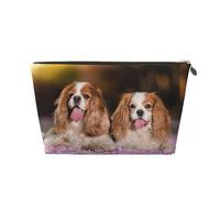 Cavalier King Charles Spaniel Chiens Blancs Bruns, Trousse de Maquillage Trousse à cosmétiques Trousse de Toilette de Voyage Portable Pochette de Toilette