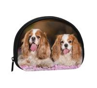 Cavalier King Charles Spaniel Chiens Blancs et Bruns,Trousse de Rangement pour Femme, Trousse à Maquillage, Petit Porte-Monnaie, Pochette à Monnaie.