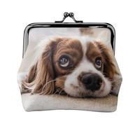 Cavalier King Charles Spaniel Chiens Mignons Animaux de Compagnie,Porte-Monnaie en Cuir PU, Petit Portefeuille, Pochette à Monnaie avec Fermoir Baiser