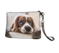 Cavalier King Charles Spaniel Chiens Mignons Animaux de Compagnie,Sacs à Main en Cuir PU pour Femmes, Pochette à Fermeture éclair, Portefeuille, Sac à Main avec dragonne