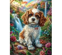 Cavalier King Charles Spaniel dans Le Jardin 1000 Pièces Puzzle Adolescent en Carton Rigide Contes de fées Animaux et Plantes Difficulté Moyenne Activité Éducative Voyage Déplacement Cadeau Annivers