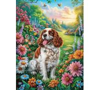 Cavalier King Charles Spaniel dans Le Jardin 1000 Pièces Puzzle Expert Confirmé en Carton Anti-Déchirure Contes de fées fantastiques d'animaux Sauvages Très Difficile Haute Difficulté Motif Complexe