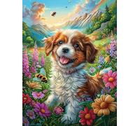 Cavalier King Charles Spaniel dans Le Jardin Fleuri 1000 Pièces Puzzle Amateur d'art en Carton Anti-Déchirure Haute Qualité Mythes fantastiques Difficile Niveau Expert Décoration Murale I