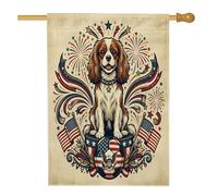 Cavalier King Charles Spaniel Drapeaux de maison en toile de jute 71,1 x 101,6 cm double face pour extérieur, drapeau vintage de football, drapeau de maison, porche du 4 juillet