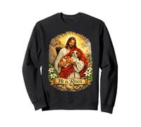 Cavalier King Charles Spaniel He is Risen Croix de Pâques Sweatshirt