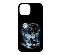 Cavalier King Charles Spaniel Howling to The Moon, Style rétro des années 90 Coque pour iPhone 14