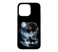 Cavalier King Charles Spaniel Howling to The Moon, Style rétro des années 90 Coque pour iPhone 15 Pro Max