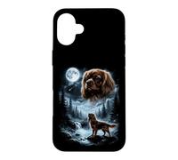 Cavalier King Charles Spaniel Howling to The Moon, Style rétro des années 90 Coque pour iPhone 16 Plus
