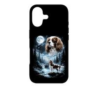 Cavalier King Charles Spaniel Howling to The Moon, Style rétro des années 90 Coque pour iPhone 17