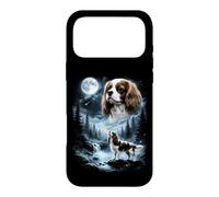 Cavalier King Charles Spaniel Howling to The Moon, Style rétro des années 90 Coque pour iPhone 17 Pro Max