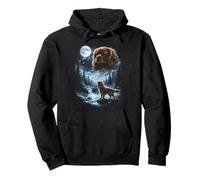 Cavalier King Charles Spaniel Howling to The Moon, Style rétro des années 90 Sweat à Capuche